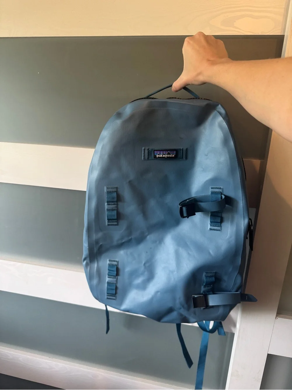 Patagonia Light Blue Men’s Backpack with Teal Accents